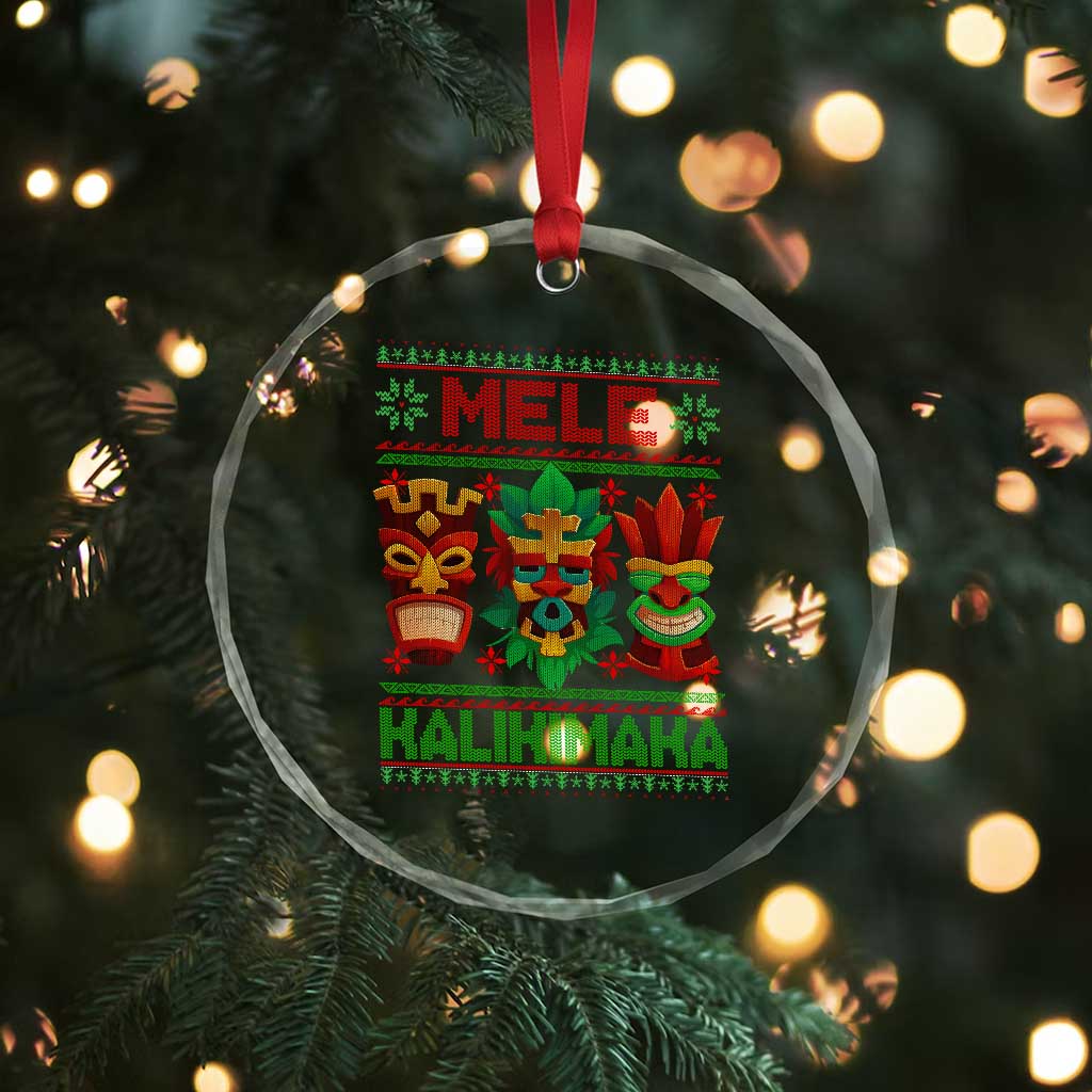 Xmas In Hawaii Crystal Glass Ornament Mele Kalikimaka Ugly Tikis Kakau Tattoo TS11 Print Your Wear