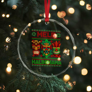 Xmas In Hawaii Crystal Glass Ornament Mele Kalikimaka Ugly Tikis Kakau Tattoo TS11 Print Your Wear