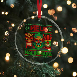 Xmas In Hawaii Crystal Glass Ornament Mele Kalikimaka Ugly Tikis Kakau Tattoo TS11 Print Your Wear