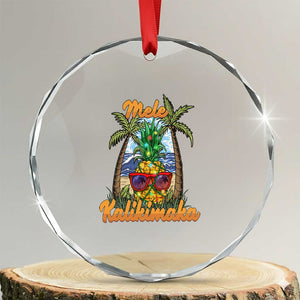 Xmas In Hawaii Crystal Glass Ornament Mele Kalikimaka Xmas Light Pineapple TS09 Transparent Glass 3'' Circle Print Your Wear