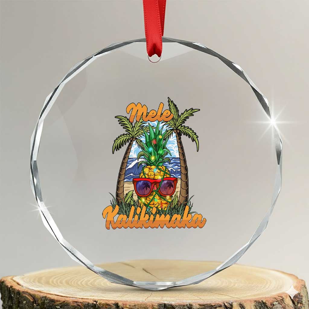 Xmas In Hawaii Crystal Glass Ornament Mele Kalikimaka Xmas Light Pineapple TS09 Transparent Glass 3'' Circle Print Your Wear