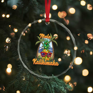 Xmas In Hawaii Crystal Glass Ornament Mele Kalikimaka Xmas Light Pineapple TS09 Print Your Wear