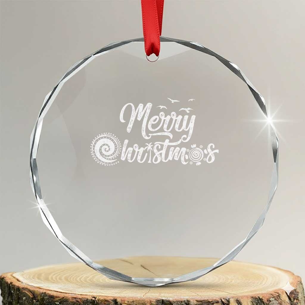 Xmas In Hawaii Crystal Glass Ornament Merry Xmas Hawaiian Symbols TS11 Transparent Glass 3'' Circle Print Your Wear