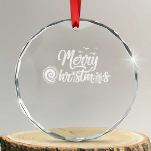 Xmas In Hawaii Crystal Glass Ornament Merry Xmas Hawaiian Symbols TS11 Transparent Glass 3'' Circle Print Your Wear