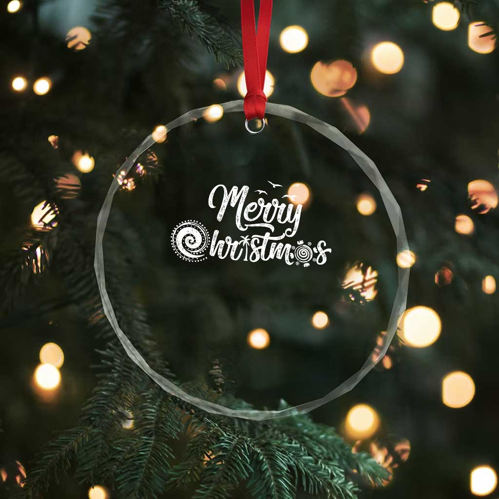 Xmas In Hawaii Crystal Glass Ornament Merry Xmas Hawaiian Symbols TS11 Print Your Wear