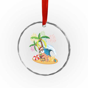 Xmas In Hawaii Crystal Glass Ornament Palm Tree Firework Santa At Beach Drinking Coconut TS09 Print Your Wear