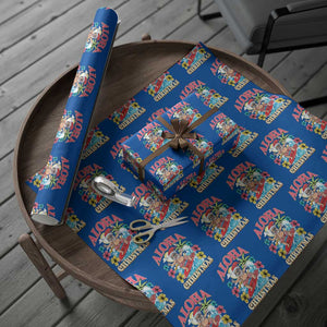 Xmas in Hawaii Wrapping Paper Roll Aloha Mele Kalikimaka Hawaiian Tropical Surfing Santa TS02 Blue Print Your Wear