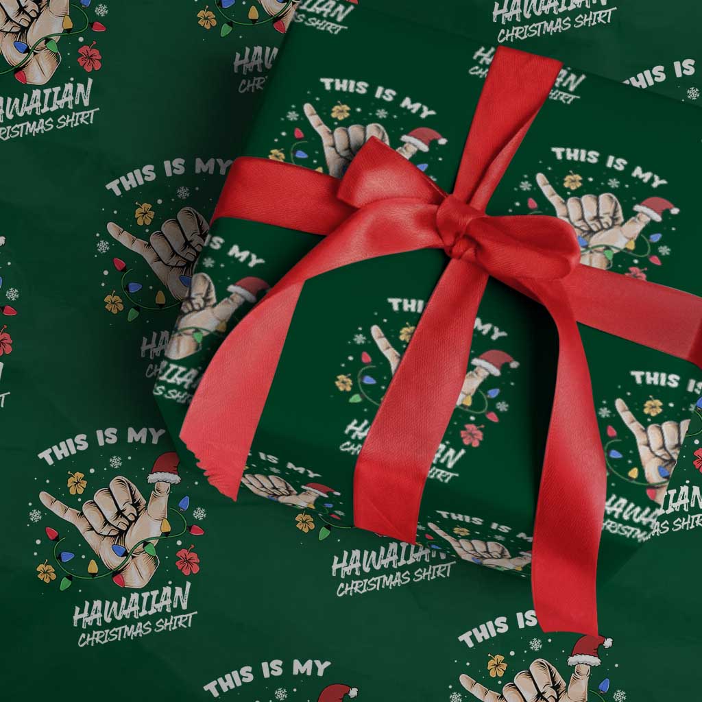 Xmas in Hawaii Wrapping Paper Roll This Is My Hawaiian Shaka Tropical Vibe TS02 Green Print Your Wear