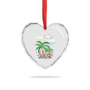 Xmas In Hawaii Heart Crystal Glass Ornament Deck the Palms Firework Flamingo TS09 Print Your Wear