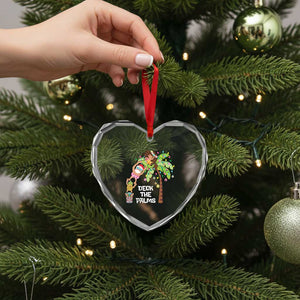 Xmas In Hawaii Heart Crystal Glass Ornament Deck The Palms Santa Hula Girl Tiki TS11 Print Your Wear