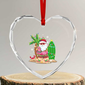 Xmas In Hawaii Heart Crystal Glass Ornament Flamingo Float Xmas Palm Tree Surfboard Cute Santa At Beach TS09 Transparent Glass 3'' Heart Print Your Wear
