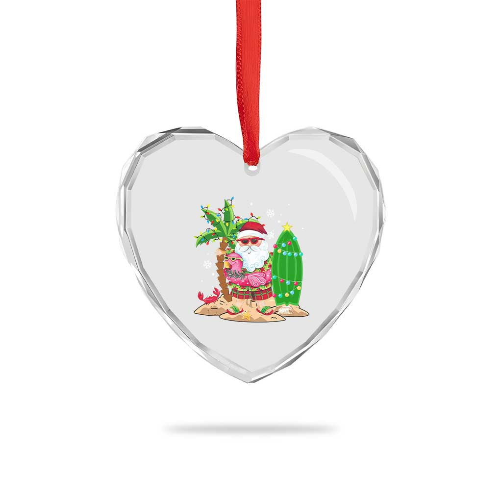 Xmas In Hawaii Heart Crystal Glass Ornament Flamingo Float Xmas Palm Tree Surfboard Cute Santa At Beach TS09 Print Your Wear
