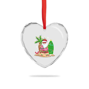 Xmas In Hawaii Heart Crystal Glass Ornament Flamingo Float Xmas Palm Tree Surfboard Cute Santa At Beach TS09 Print Your Wear