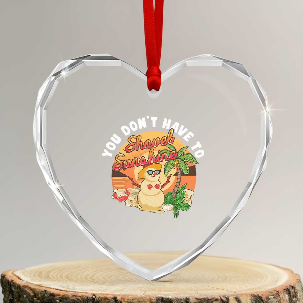 Xmas In Hawaii Heart Crystal Glass Ornament Hawaiian Snowman You Don't Have To Shovel Sunshine TS09 Transparent Glass 3'' Heart Print Your Wear