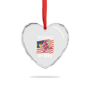 Xmas In Hawaii Heart Crystal Glass Ornament Ho Ho Hold My Beer Drunk Santa USA Flag TS09 Print Your Wear