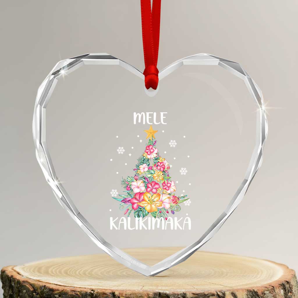 Xmas In Hawaii Heart Crystal Glass Ornament Mele Kalikimaka Hawaiian Christmas Tree Tropical Flower TS09 Transparent Glass 3'' Heart Print Your Wear