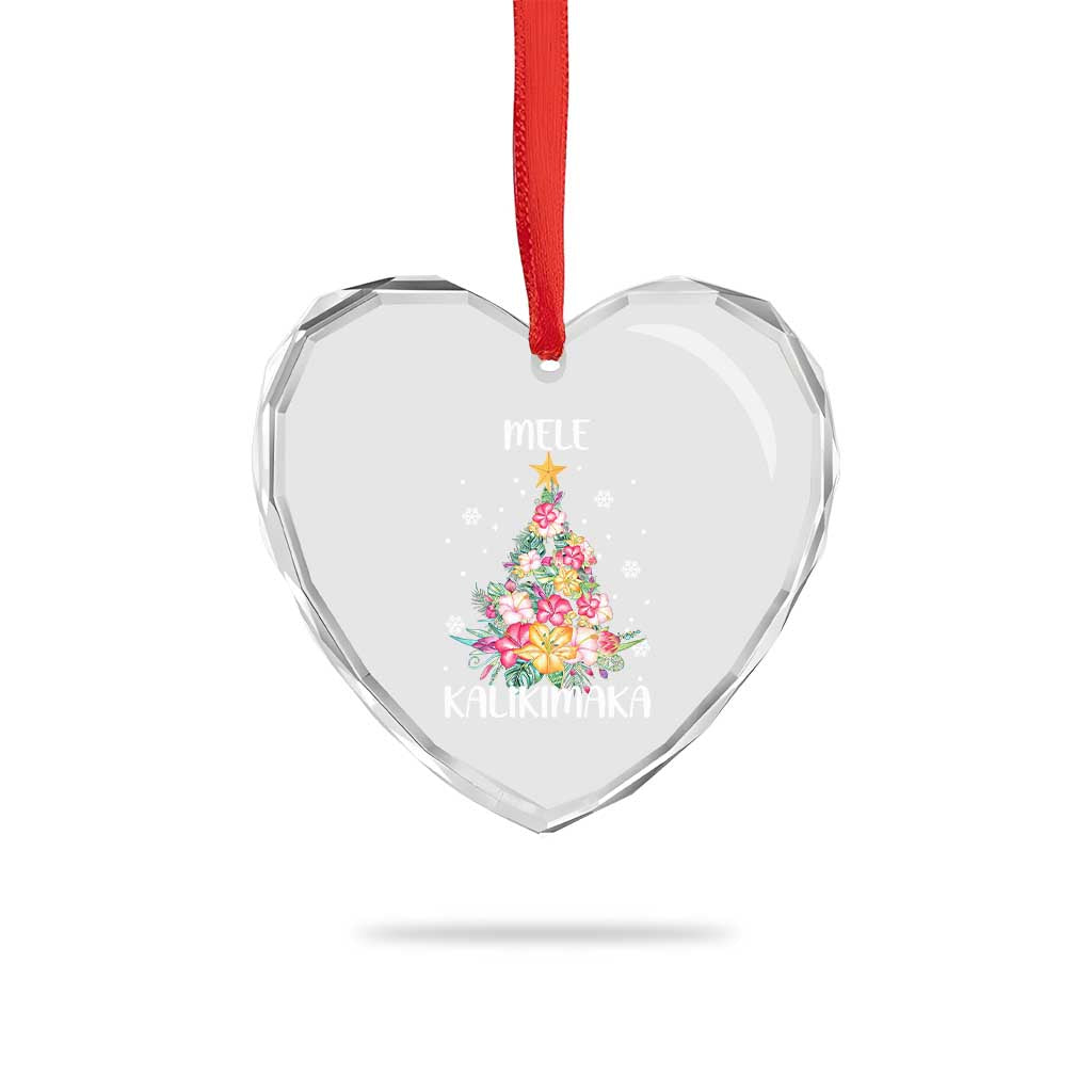 Xmas In Hawaii Heart Crystal Glass Ornament Mele Kalikimaka Hawaiian Christmas Tree Tropical Flower TS09 Print Your Wear