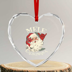 Xmas In Hawaii Heart Crystal Glass Ornament Mele Kalikimaka Retro Santa Shaka Aloha TS11 Transparent Glass 3'' Heart Print Your Wear