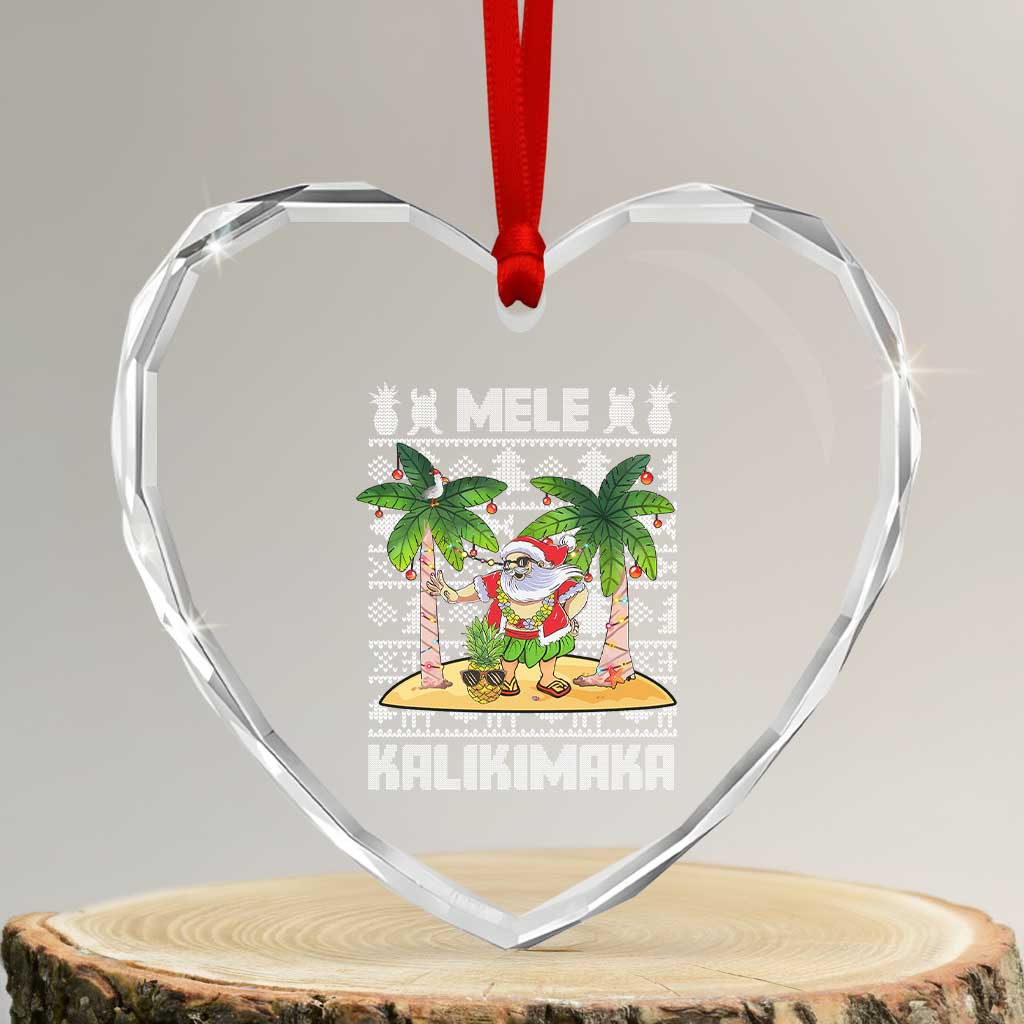 Xmas In Hawaii Heart Crystal Glass Ornament Mele Kalikimaka Santa Hawaiian Christmas Hula Dance TS09 Transparent Glass 3'' Heart Print Your Wear