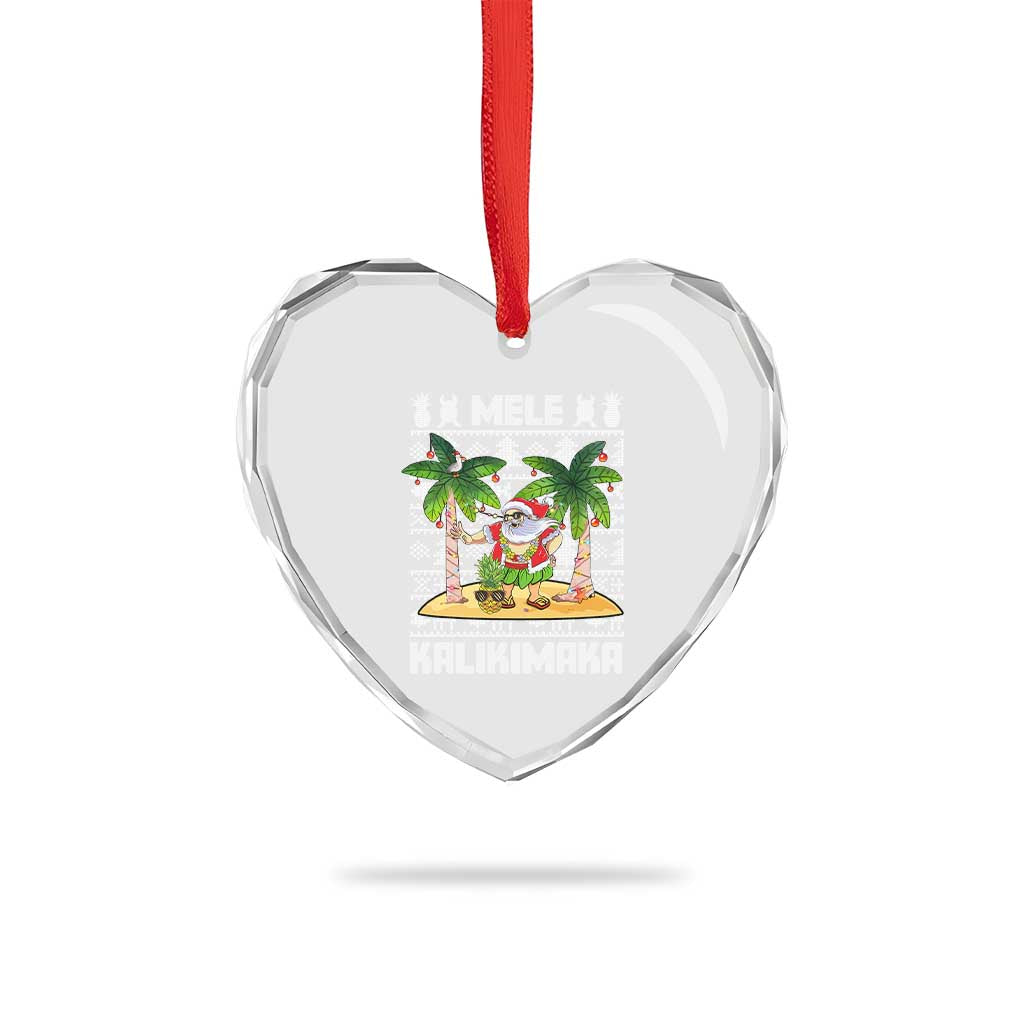 Xmas In Hawaii Heart Crystal Glass Ornament Mele Kalikimaka Santa Hawaiian Christmas Hula Dance TS09 Print Your Wear