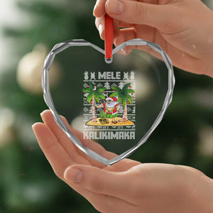 Xmas In Hawaii Heart Crystal Glass Ornament Mele Kalikimaka Santa Hawaiian Christmas Hula Dance TS09 Print Your Wear