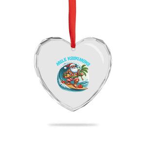 Xmas In Hawaii Heart Crystal Glass Ornament Mele Kalikimaka Santa Surfing Hibiscus TS11 Print Your Wear