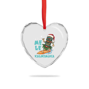 Xmas In Hawaii Heart Crystal Glass Ornament Mele Kalikimaka Santa Tiki Surfing Kakau Tattoo TS11 Print Your Wear