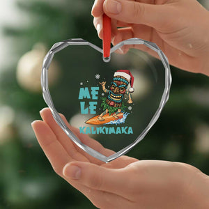 Xmas In Hawaii Heart Crystal Glass Ornament Mele Kalikimaka Santa Tiki Surfing Kakau Tattoo TS11 Print Your Wear