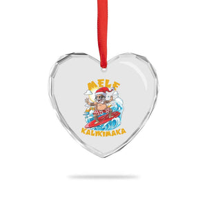 Xmas In Hawaii Heart Crystal Glass Ornament Mele Kalikimaka Surfing Santa Kakau Tattoo TS11 Print Your Wear