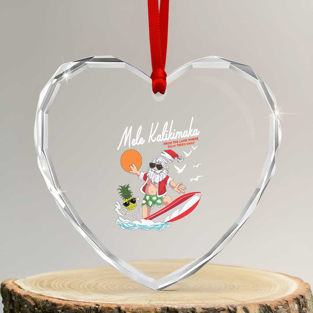 Xmas In Hawaii Heart Crystal Glass Ornament Mele Kalikimaka Surfing Santa Vintage Hawaiian Christmas TS09 Transparent Glass 3'' Heart Print Your Wear