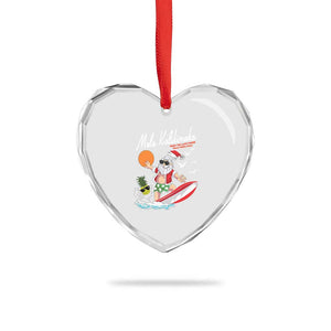 Xmas In Hawaii Heart Crystal Glass Ornament Mele Kalikimaka Surfing Santa Vintage Hawaiian Christmas TS09 Print Your Wear