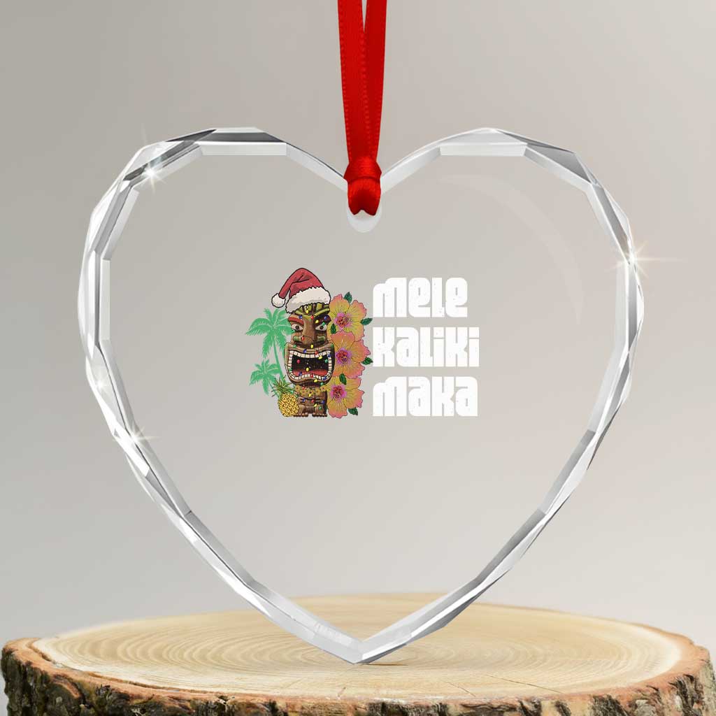 Xmas In Hawaii Heart Crystal Glass Ornament Mele Kalikimaka Tiki Hibiscus Flower Santa Hat TS11 Transparent Glass 3'' Heart Print Your Wear