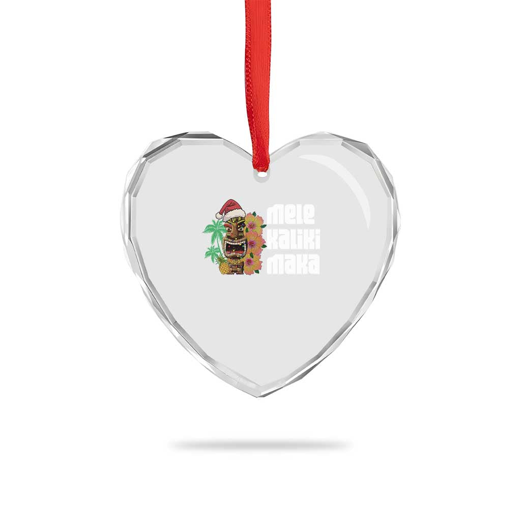 Xmas In Hawaii Heart Crystal Glass Ornament Mele Kalikimaka Tiki Hibiscus Flower Santa Hat TS11 Print Your Wear