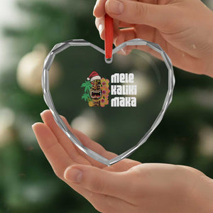 Xmas In Hawaii Heart Crystal Glass Ornament Mele Kalikimaka Tiki Hibiscus Flower Santa Hat TS11 Print Your Wear