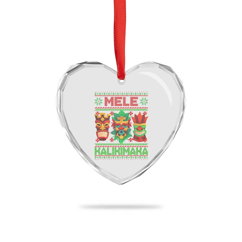 Xmas In Hawaii Heart Crystal Glass Ornament Mele Kalikimaka Ugly Tikis Kakau Tattoo TS11 Print Your Wear
