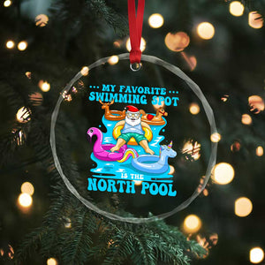 Xmas In July Relaxing Santa Crystal Glass Ornament My Favorite Swimming Spot Is The North Pole TS02 Print Your Wear