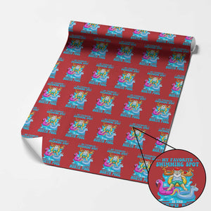 Xmas In July Relaxing Santa Wrapping Paper Roll My Favorite Swimming Spot Is The North Pole TS02 Red Print Your Wear