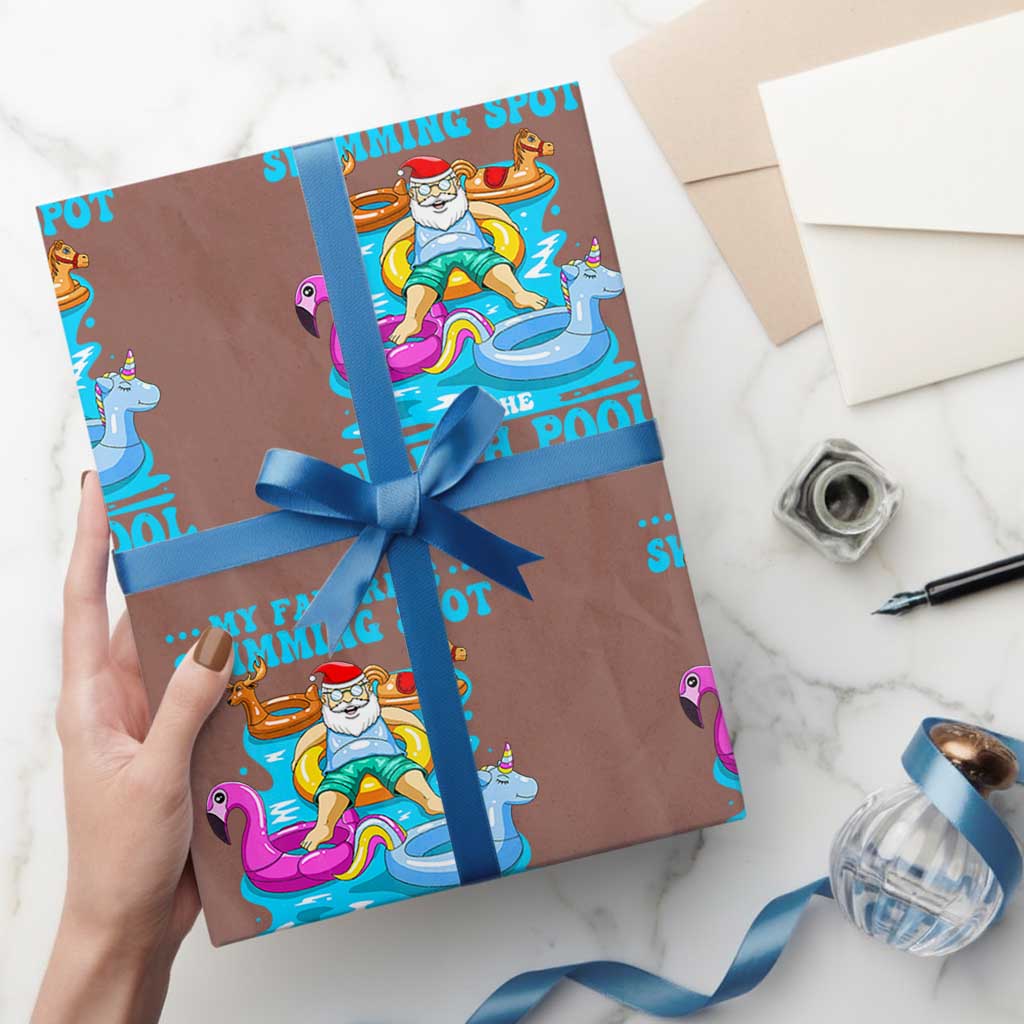 Xmas In July Relaxing Santa Wrapping Paper Roll My Favorite Swimming Spot Is The North Pole TS02 Mocha Print Your Wear