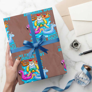 Xmas In July Relaxing Santa Wrapping Paper Roll My Favorite Swimming Spot Is The North Pole TS02 Mocha Print Your Wear