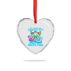 Xmas In July Relaxing Santa Heart Crystal Glass Ornament My Favorite Swimming Spot Is The North Pole TS02 Print Your Wear