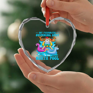 Xmas In July Relaxing Santa Heart Crystal Glass Ornament My Favorite Swimming Spot Is The North Pole TS02 Print Your Wear