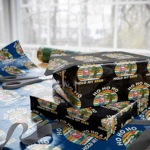 Xmas In July Santa Ho Ho Hold My Beer Wrapping Paper Roll Summer Beach Hawaii Santa USA Flag TS10 Black Print Your Wear