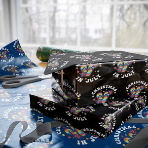 Xmas In July Summer Beach Wrapping Paper Roll Hawaii Flip Flops Hibiscus TS10 Black Print Your Wear