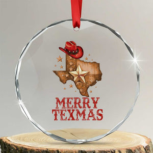 Xmas In Texas Crystal Glass Ornament Merry Texmas Santa Cowboy Hat TS09 Transparent Glass 3'' Circle Print Your Wear
