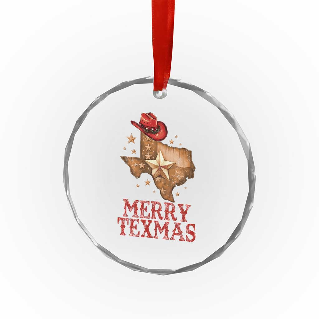 Xmas In Texas Crystal Glass Ornament Merry Texmas Santa Cowboy Hat TS09 Print Your Wear