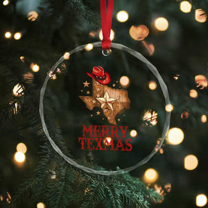 Xmas In Texas Crystal Glass Ornament Merry Texmas Santa Cowboy Hat TS09 Print Your Wear