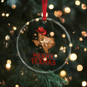 Xmas In Texas Crystal Glass Ornament Merry Texmas Santa Cowboy Hat TS09 Print Your Wear
