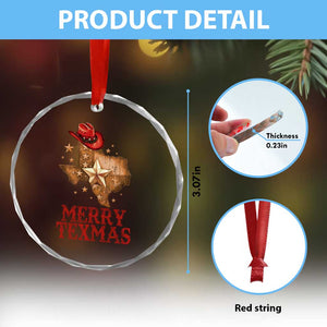 Xmas In Texas Crystal Glass Ornament Merry Texmas Santa Cowboy Hat TS09 Print Your Wear