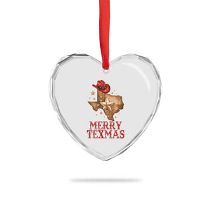 Xmas In Texas Heart Crystal Glass Ornament Merry Texmas Santa Cowboy Hat TS09 Print Your Wear