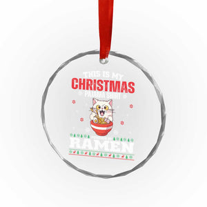 Xmas Kawaii Cat Ramen Crystal Glass Ornament Powered By Ramen Japanese Noodle Anime Manga TS09 Print Your Wear